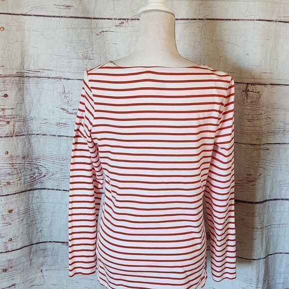 Boden Striped Ribbon Detail Love Long Sleeve Tee Size 10 - Picture 3 of 6